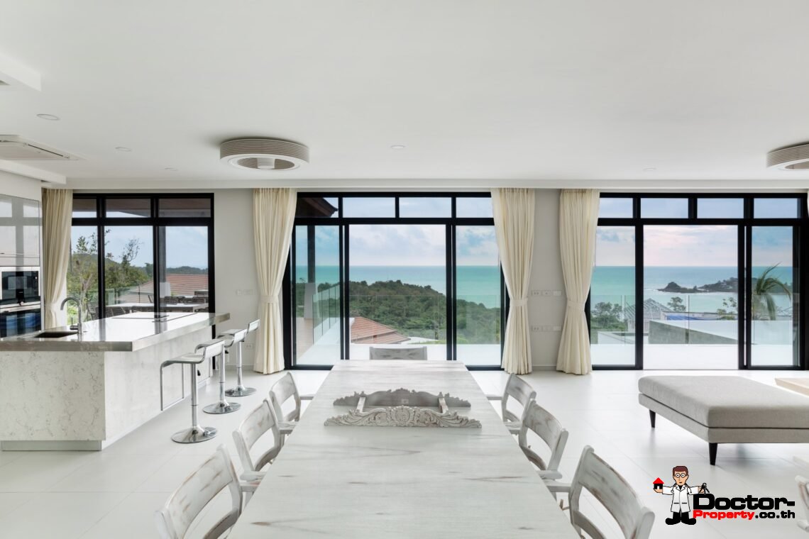 3 Bedroom Sea View Villa with Spacious Garden in Choeng Mon, Koh Samui – For Sale